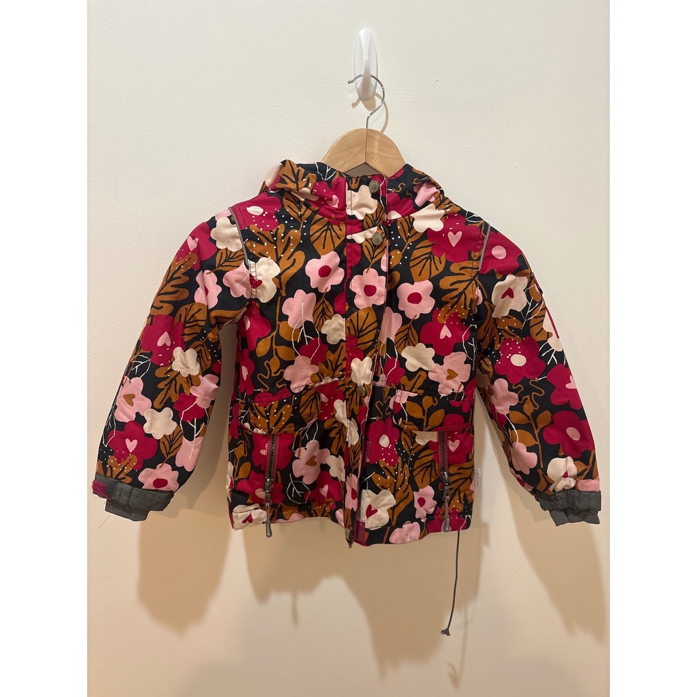 Souris Mini Girls Floral Winter Jacket Waterproof -30C Pink Red Size 4 104cm